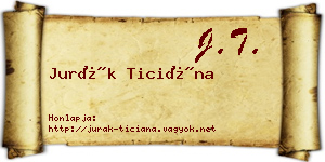 Jurák Ticiána névjegykártya